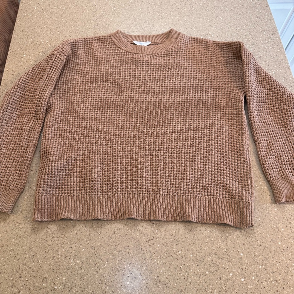 Time and Tru brown Crewneck Sweater size XXL waffle pattern